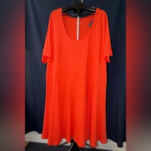 Ava & Viv orange swing dress 4X soft stretch flowy short sleeve